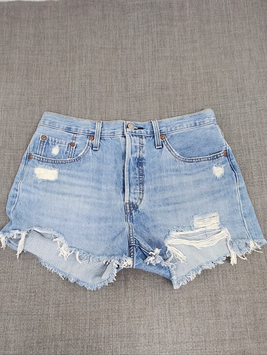 Levi's Pants - Levis 501 Button Fly Distressed Style Light Wash 100% Cotton Jean Shorts 29. NWT